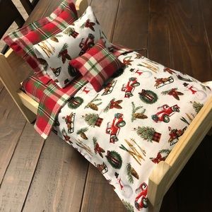 Christmas bedding set for your American girl doll